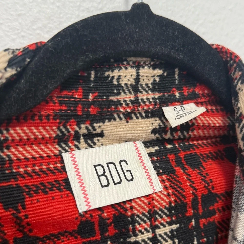 BDG Red and Cream Plaid Casual Shirt - Picture 2 of 5
